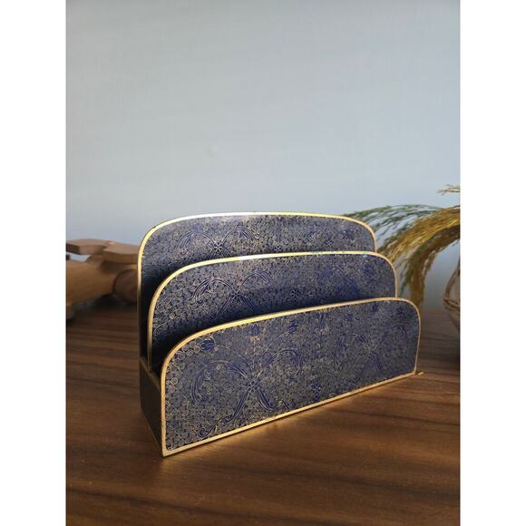 Vintage Mid Century Italian Brass Embossed Desk Letter Holder - Picture 8 of 8